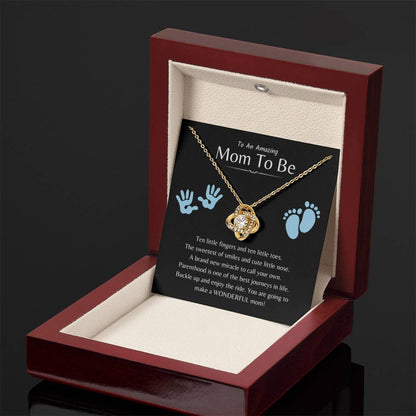 To An Amazing Mama To Be - A brand new miracle to call your own - Love Knot Necklace - Unique Gift for New Mom - Personalize Memories