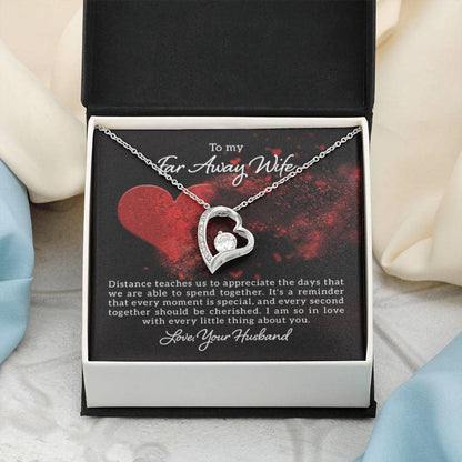 To my far away Wife - Distance teaches us - Forever Love Necklace - Personalize Memories