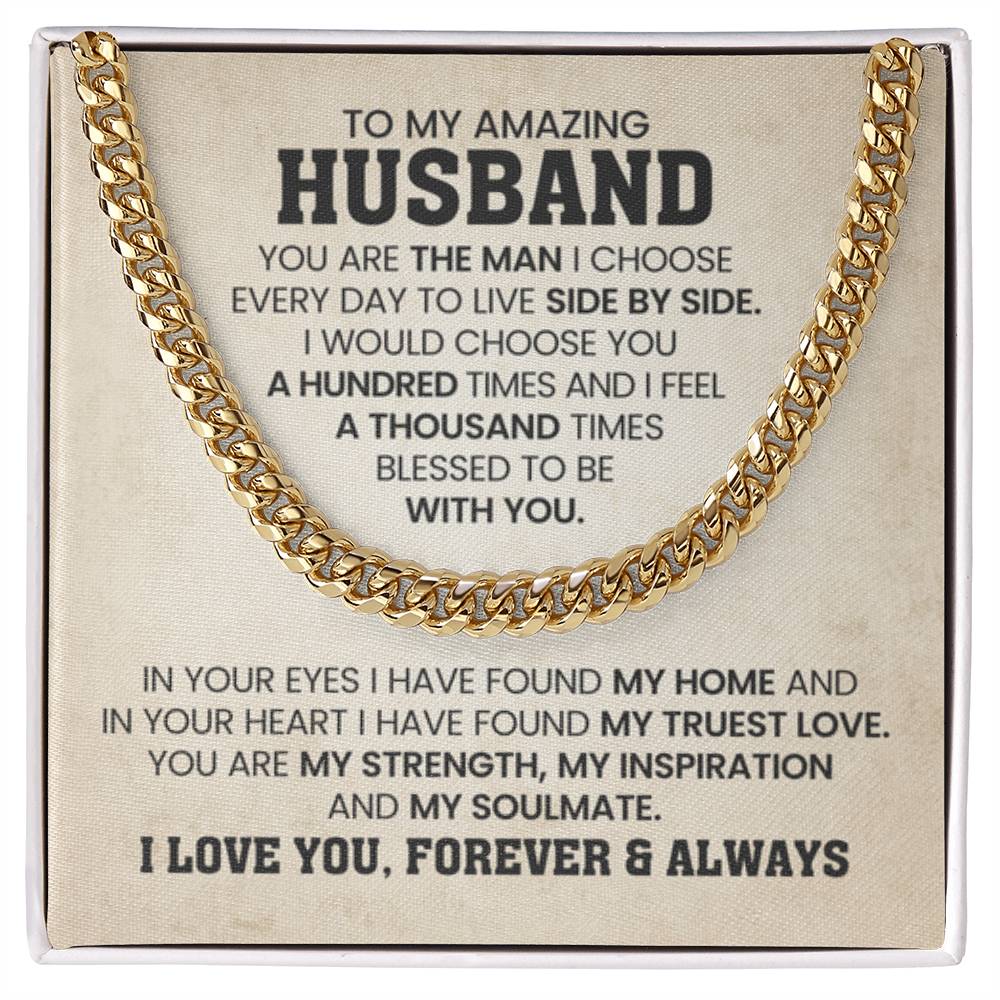 Cuban Link Chain for Him - You're the man I choose - Husband Birthday & Anniversary Gift from Wife - Personalize Memories