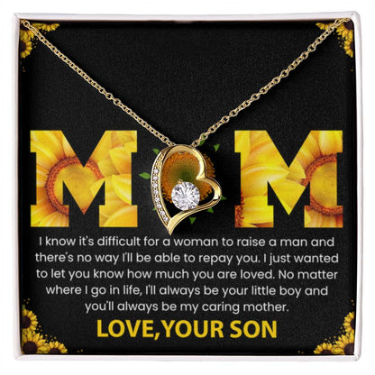 Mom - You Will Always Be My Caring Mother - Forever Love Necklace - Special Gift for Mom from Son - Personalize Memories
