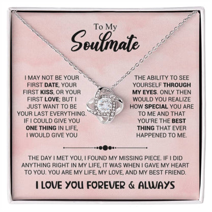 To My Soulmate Necklace - Long Distance Relationship Soulmate Gift for Romantic Occasions - Love Knot Necklace - Personalize Memories
