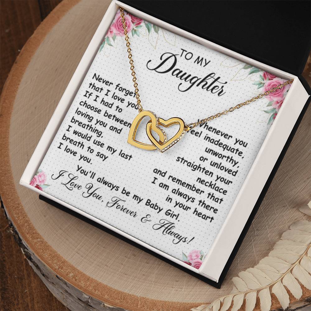 Beautiful Gift for Daughter - You'll always be my baby girl - Interlocking Hearts Necklace - Personalize Memories