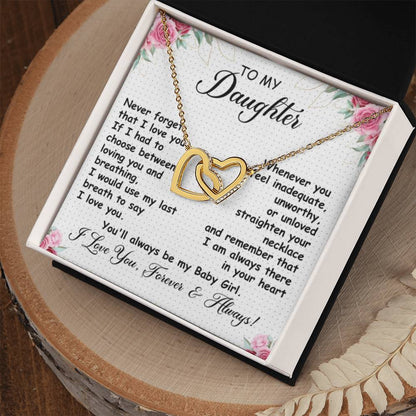 Beautiful Gift for Daughter - You'll always be my baby girl - Interlocking Hearts Necklace - Personalize Memories