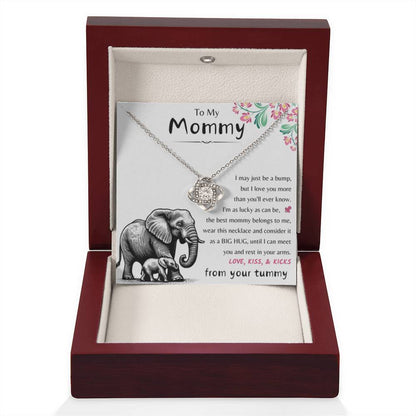 To My Mommy - Love Kiss & Kicks from Your Tummy - Love Knot Necklace - New Mom Gift - Personalize Memories