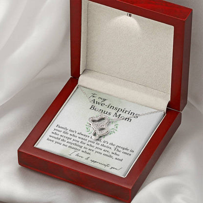 To My Bonus Mom - I Love & Appreciate You - Heart-to-heart Pendant Necklace - Best Gift For Bonus Mom - Personalize Memories