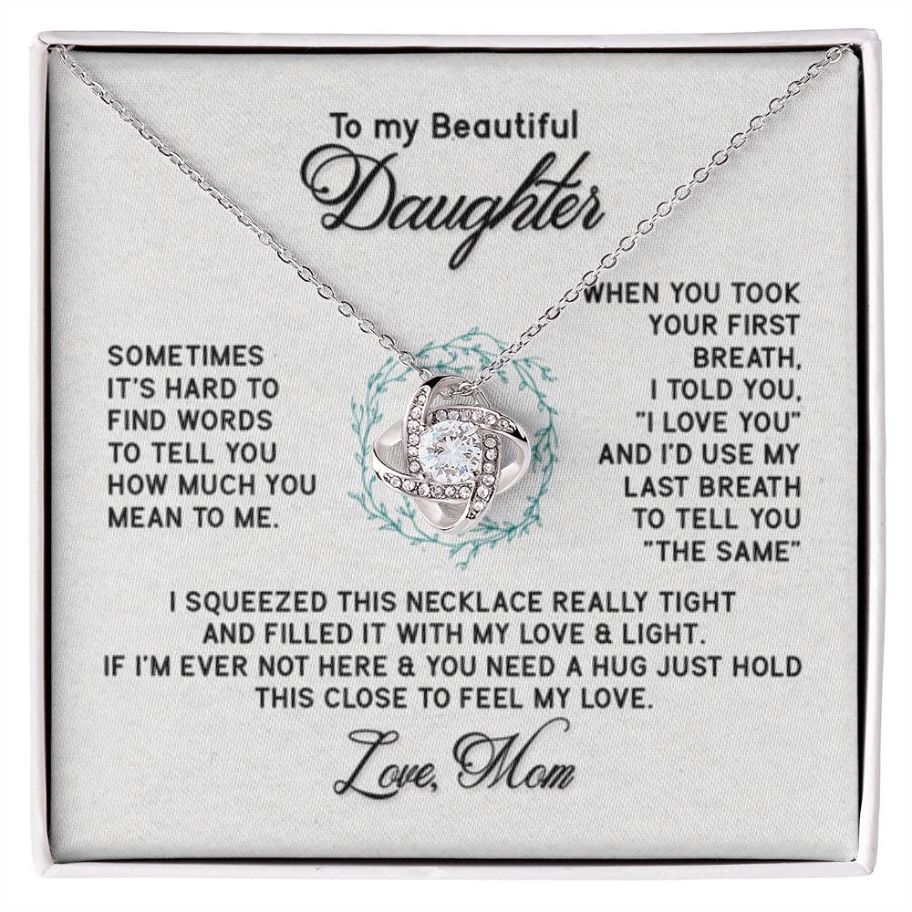 To My Daughter Necklace – Daughter’s Jewelry Gift by Mom – Love Knot Necklace - Personalize Memories