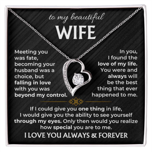 To My Beautiful Wife Necklace - Best Surprise Gift for Wife from Husband for Anniversary, Christmas & Valentine’s Day - Forever Love Necklace - Personalize Memories