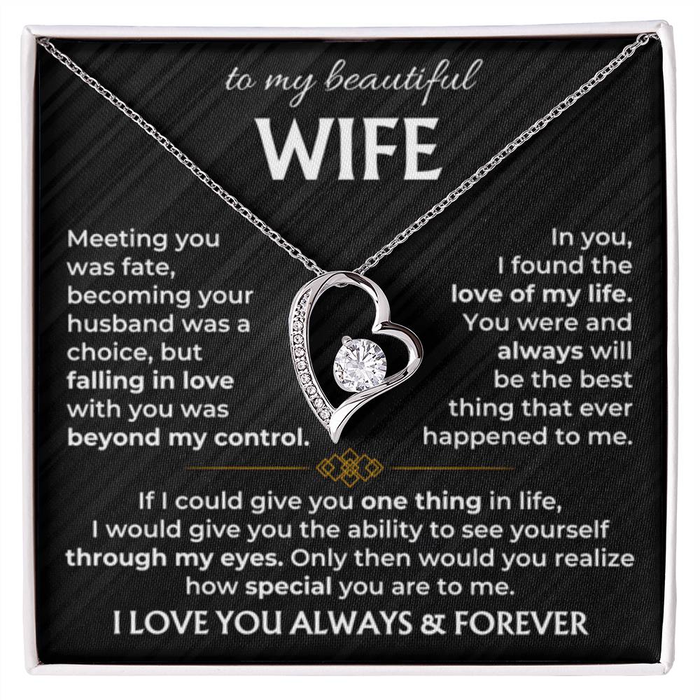 To My Beautiful Wife Necklace - Best Surprise Gift for Wife from Husband for Anniversary, Christmas & Valentine’s Day - Forever Love Necklace - Personalize Memories