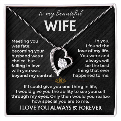 To My Beautiful Wife Necklace - Best Surprise Gift for Wife from Husband for Anniversary, Christmas & Valentine’s Day - Forever Love Necklace - Personalize Memories
