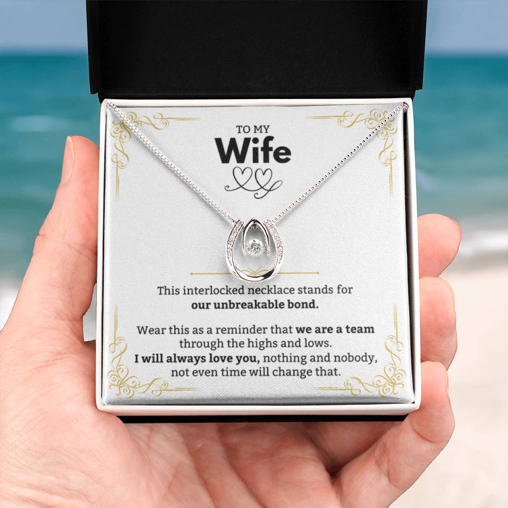 To My Wife Necklace - Loving Jewelry from Husband for Birthday, Valentine’s Day & Holidays - Lucky In Love Necklace - Personalize Memories