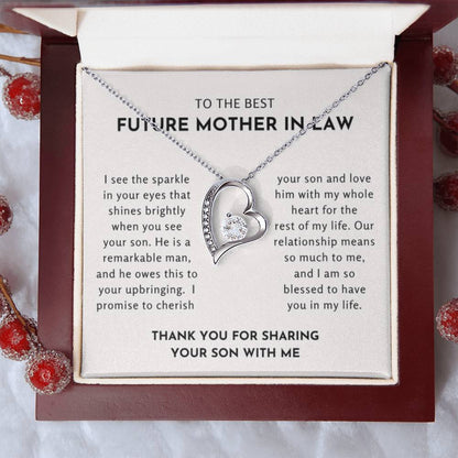 To The Best Future Mother In Law - Thank You For Sharing Your Son With Me - Forever Love Necklace - Personalize Memories