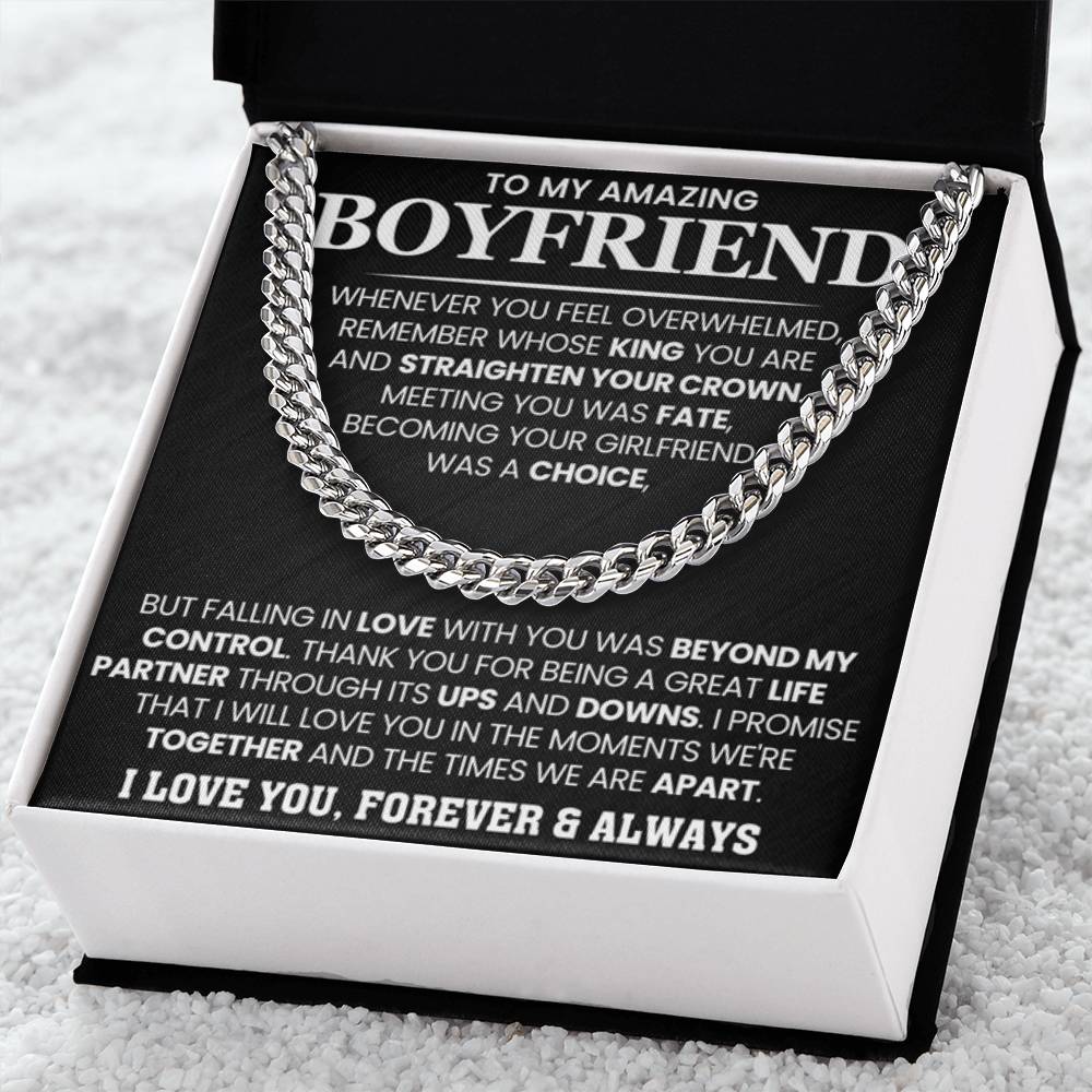 Cuban Link Chain for Boyfriend - Meeting you was fate - Birthday, Anniversary & Christmas Gift for Him - Personalize Memories