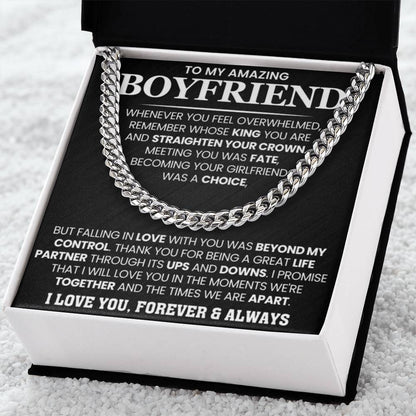 Cuban Link Chain for Boyfriend - Meeting you was fate - Birthday, Anniversary & Christmas Gift for Him - Personalize Memories