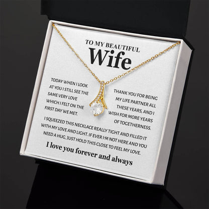To My Beautiful Wife - Feel My Love - Alluring Beauty Necklace Gift from Husband - Personalize Memories