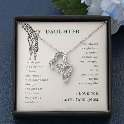 To My Daughter Necklace - Sentimental Birthday Gift from Mom - Heart-to-heart Necklace - Personalize Memories