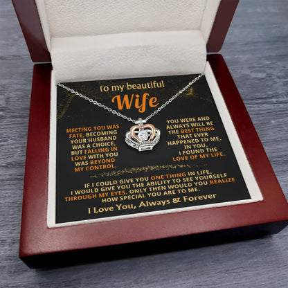 To My Wife Necklace - Heartfelt Jewelry from Husband for Birthday, Christmas & Valentine’s Day - Crown Pendant Necklace - Personalize Memories
