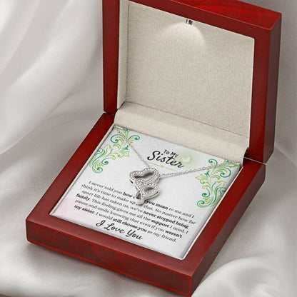 Gift for Sister - We have never stopped being family - Heart-to-heart Pendant Necklace - Personalize Memories