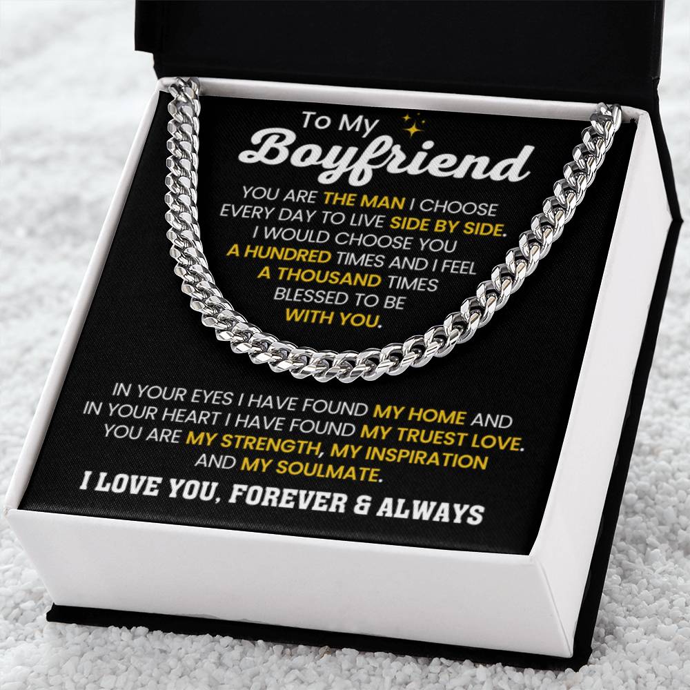 Boyfriend Jewelry Gift from Girlfriend - Cuban Link Chain - Anniversary & Valentine's Day Gift - Personalize Memories