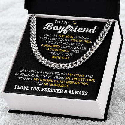 Boyfriend Jewelry Gift from Girlfriend - Cuban Link Chain - Anniversary & Valentine's Day Gift - Personalize Memories
