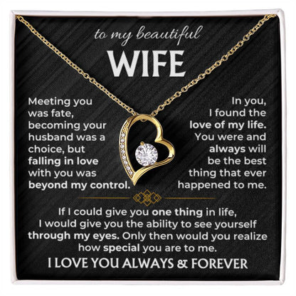 To My Beautiful Wife Necklace - Best Surprise Gift for Wife from Husband for Anniversary, Christmas & Valentine’s Day - Forever Love Necklace - Personalize Memories