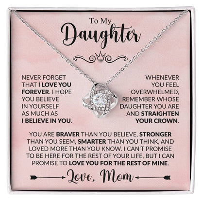 To My Daughter - Never Forget That I Love You - Love Knot Necklace Gift from Mom - Personalize Memories