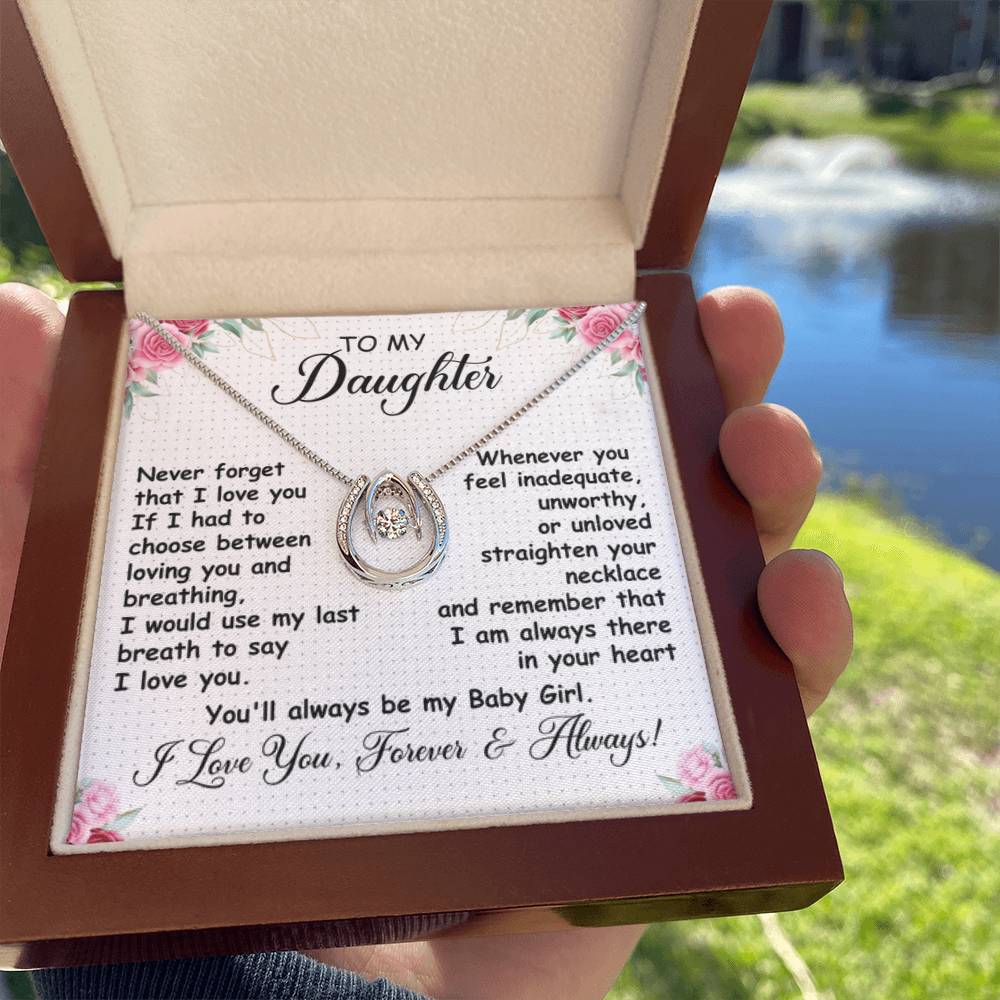 To My Daughter Necklace – Daughter Necklace for Graduation & Birthday Events – Lucky In Love Necklace - Personalize Memories