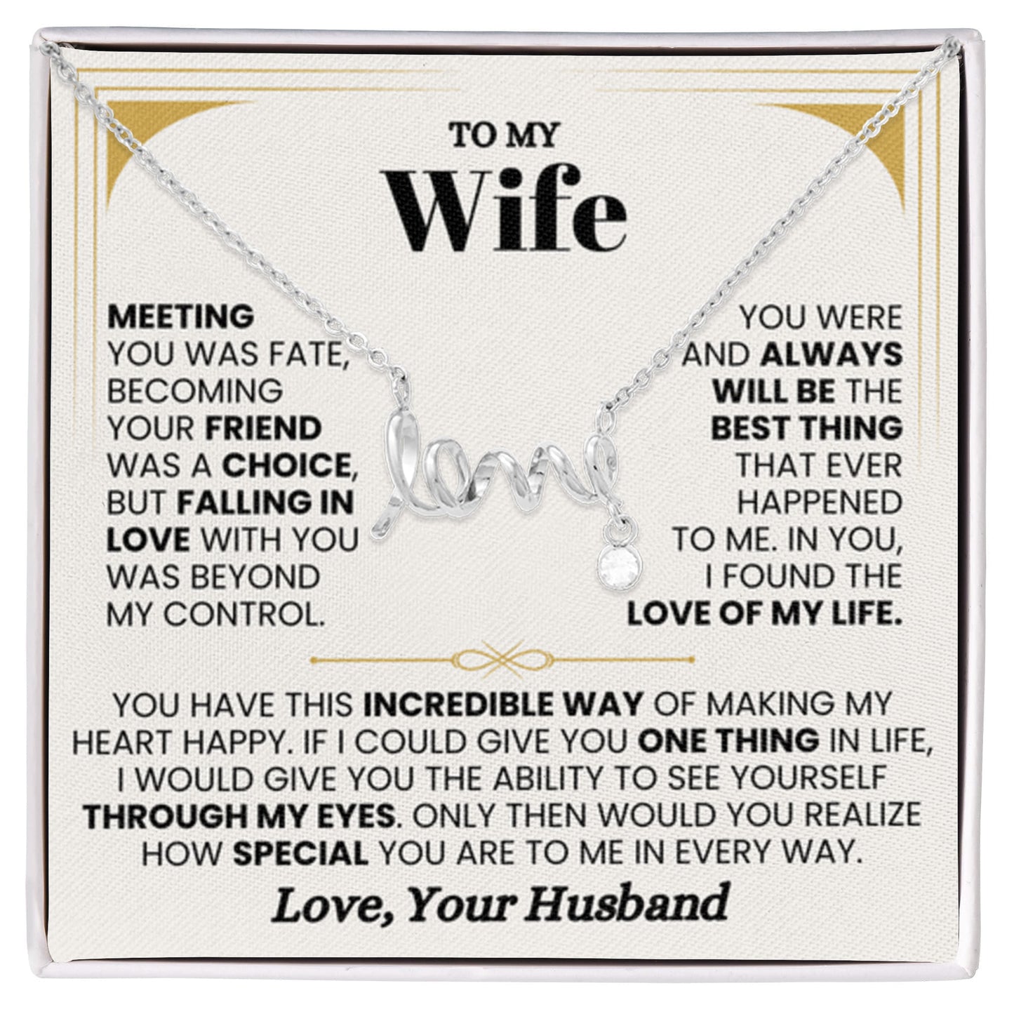To My Wife Necklace - Sweet Love Gift from Husband - Scripted Love Necklace - Personalize Memories