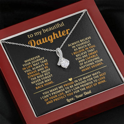 To My Daughter Necklace – Daughter Gift for Birthday Graduation Achievements – Alluring Beauty Necklace - Personalize Memories
