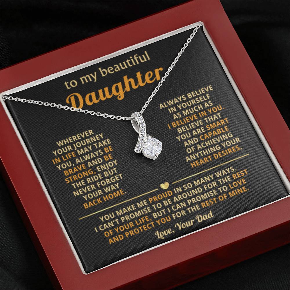 To My Daughter Necklace – Daughter Gift for Birthday Graduation Achievements – Alluring Beauty Necklace - Personalize Memories