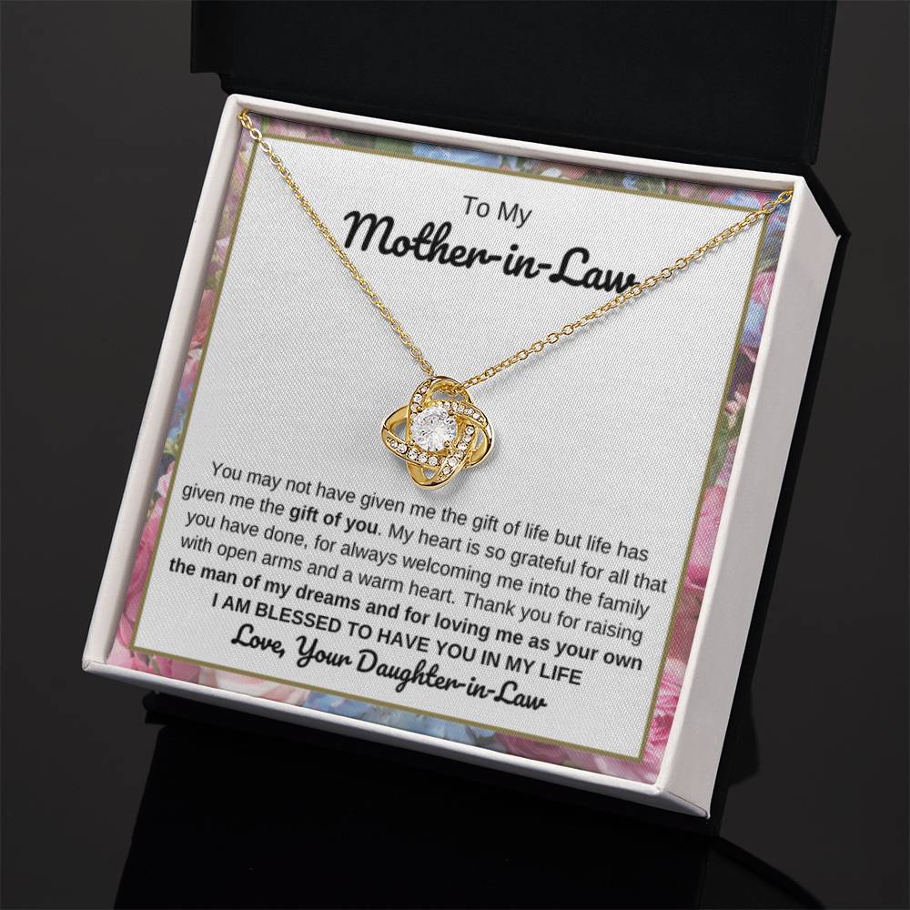 To My Mother In Law Gift from Daughter In Law - I am blessed to have you in my life - Love Knot Necklace - Personalize Memories