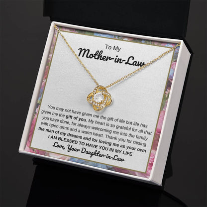 To My Mother In Law Gift from Daughter In Law - I am blessed to have you in my life - Love Knot Necklace - Personalize Memories