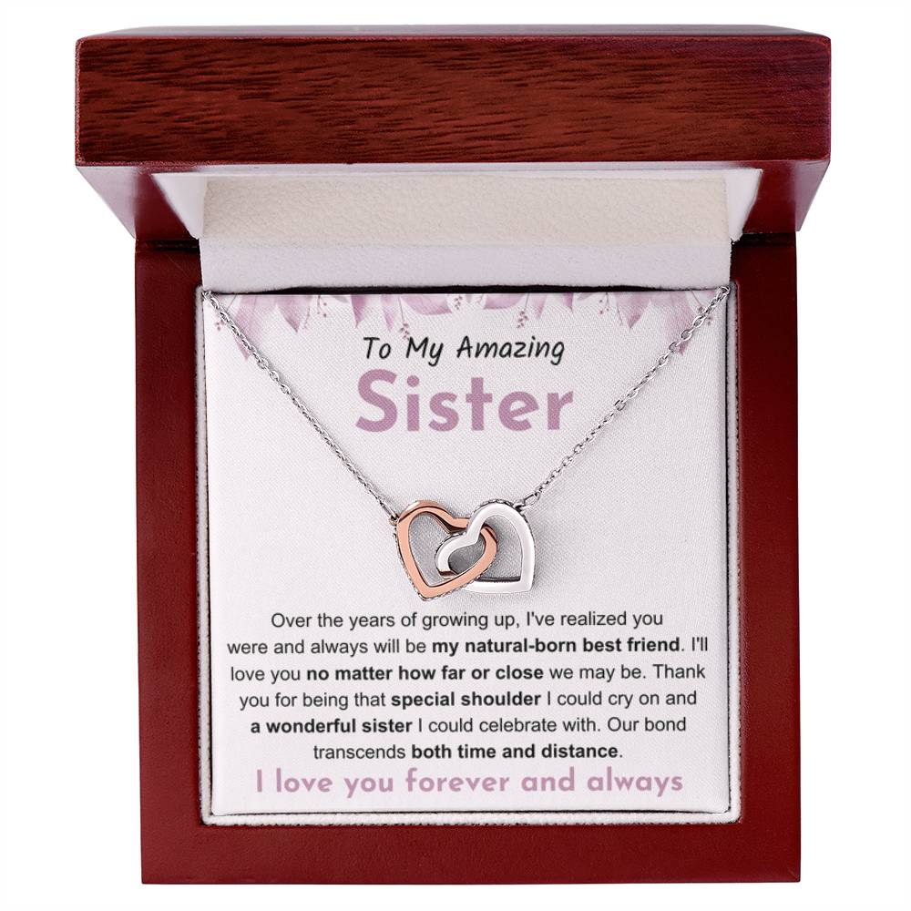 To My Amazing Sister - Interlocking Hearts Necklace - Gift for Sister - Personalize Memories
