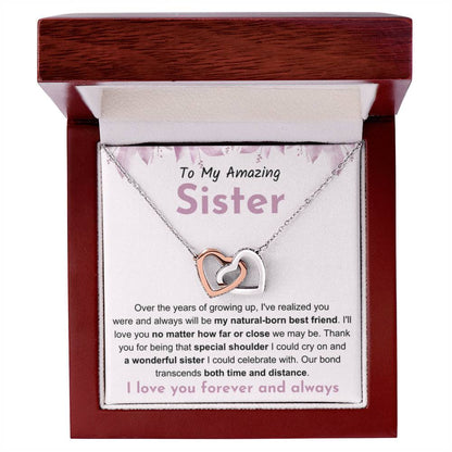 To My Amazing Sister - Interlocking Hearts Necklace - Gift for Sister - Personalize Memories
