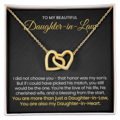 To My Daughter In Law - You are also my Daughter in heart - Interlocking Hearts Necklace - Personalize Memories