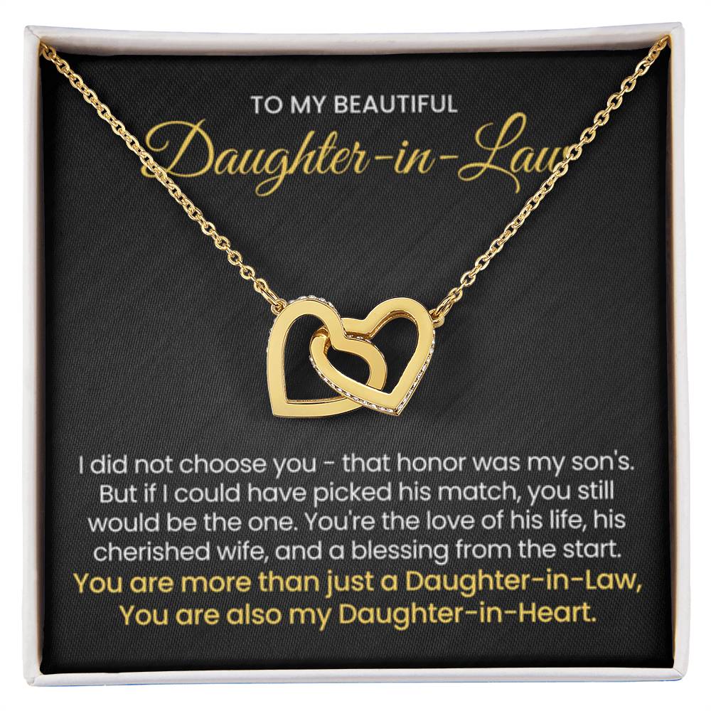 To My Daughter In Law - You are also my Daughter in heart - Interlocking Hearts Necklace - Personalize Memories