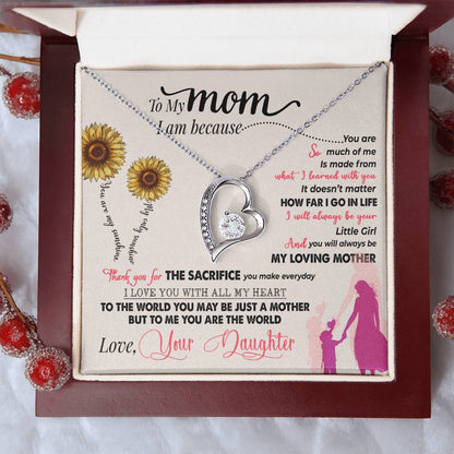 Gift for Mom from Daughter - You're My Sunshine - Forever Love Necklace - Personalize Memories
