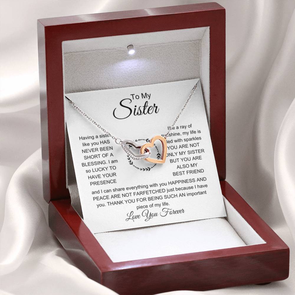 To My Sister - Interlocking Hearts Necklace - Sentimental Gift for Sister - Personalize Memories