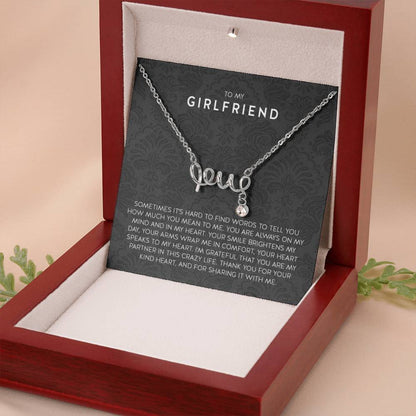 Gift for Girlfriend Necklace - Romantic Jewelry for Valentine’s Day, Birthday & Special Relationship Moments - Scripted Love Necklace - Personalize Memories