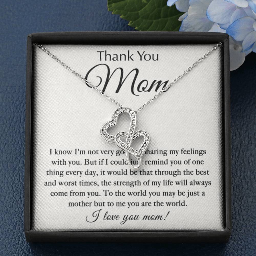 Thank You Mom - You Are My World - Heart-to-heart Pendant Necklace - Best Gift For Mom - Personalize Memories