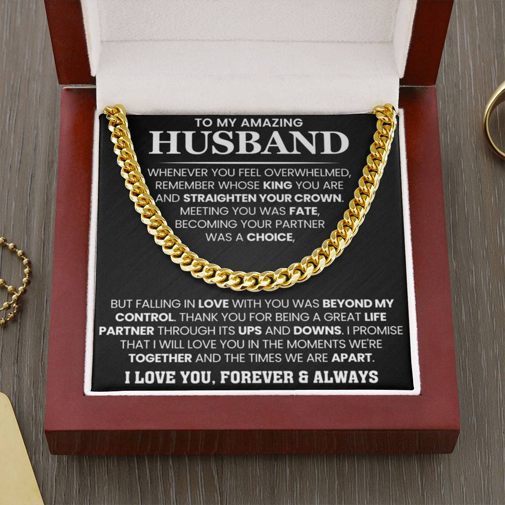 To My Husband – Cuban Link Chain – Anniversary & Birthday Gift from Wife - Personalize Memories