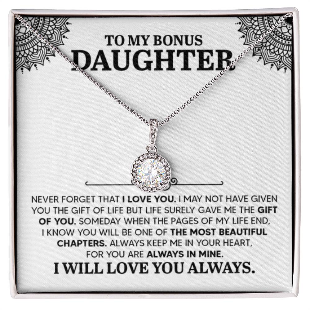 To My Bonus Daughter Necklace – Daughter Necklace for Graduation & Birthday Events – Eternal Hope Necklace - Personalize Memories