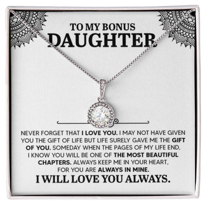 To My Bonus Daughter Necklace – Daughter Necklace for Graduation & Birthday Events – Eternal Hope Necklace - Personalize Memories