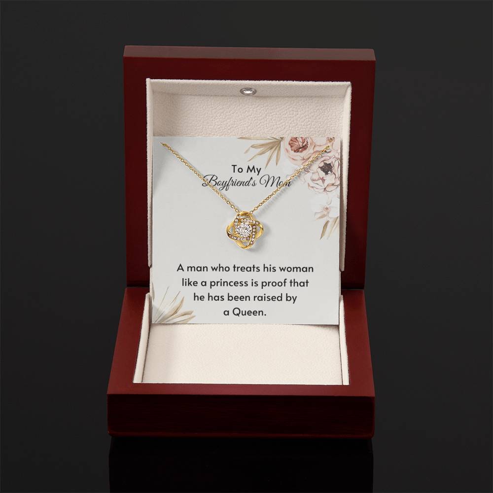 To My Boyfriend's Mom - My man raised be a queen - Love Knot Necklace - Personalize Memories