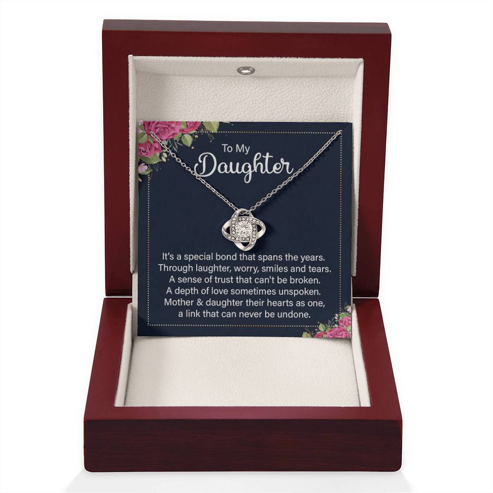 To My Daughter Necklace – Birthday, Graduation Keepsake for Daughter – Love Knot Necklace - Personalize Memories