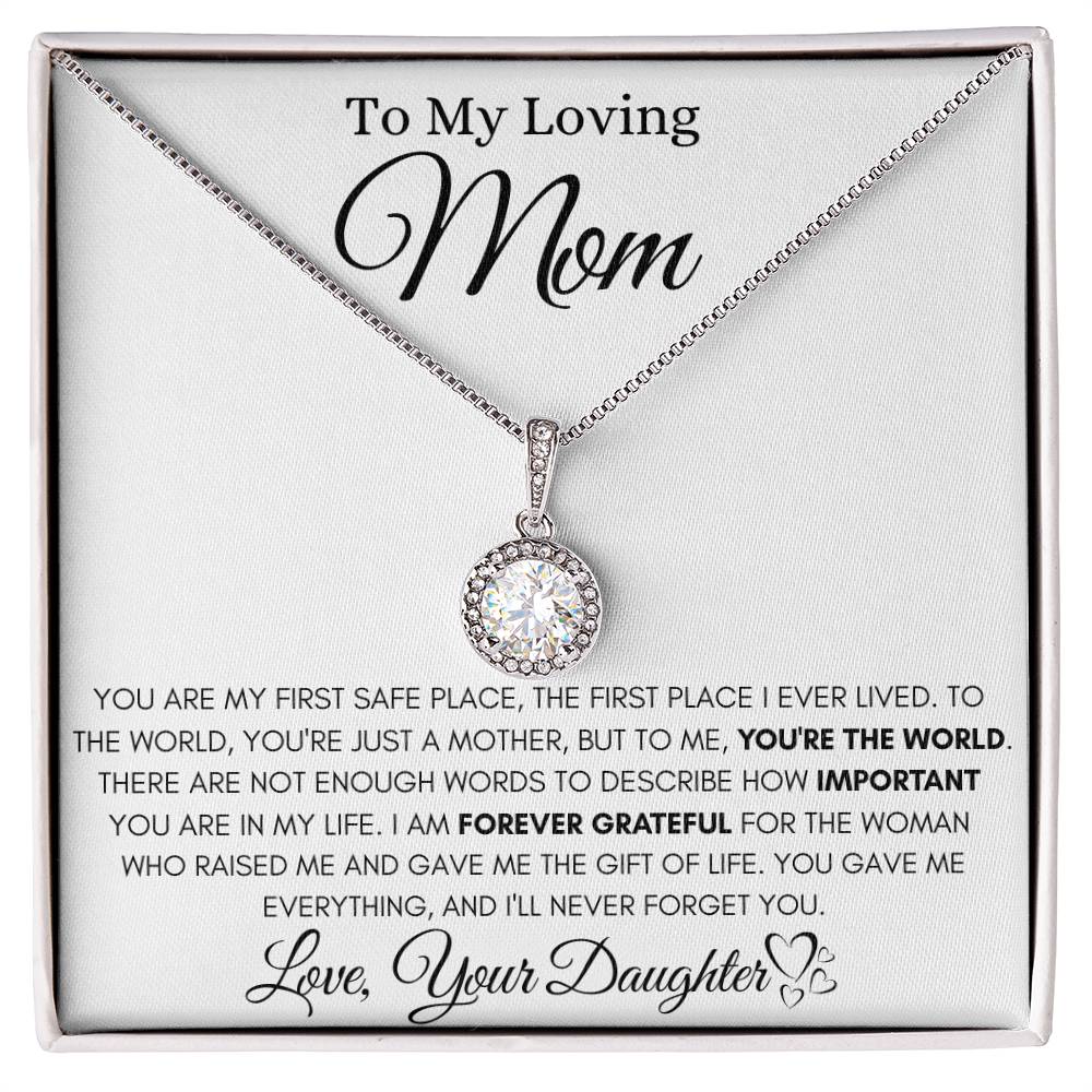 To My Loving Mom - You're The World - Eternal Love Necklace Gift from Daughter - Personalize Memories