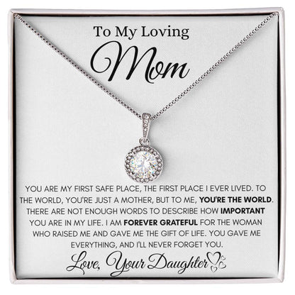 To My Loving Mom - You're The World - Eternal Love Necklace Gift from Daughter - Personalize Memories