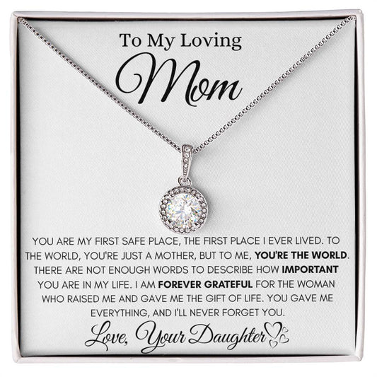To My Loving Mom - You're The World - Eternal Love Necklace Gift from Daughter - Personalize Memories