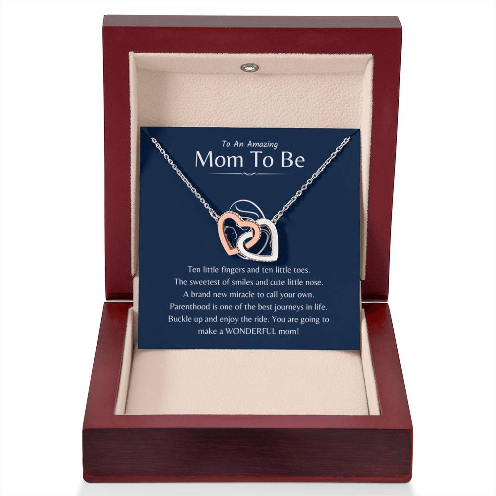 To An Amazing Mama To Be - Ten little fingers and ten little toes - Interlocking Hearts Necklace - New Mom Present - Personalize Memories