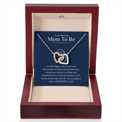 To An Amazing Mama To Be - Ten little fingers and ten little toes - Interlocking Hearts Necklace - New Mom Present - Personalize Memories