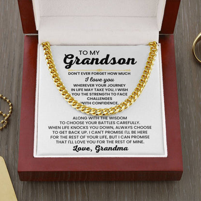 To My Grandson Necklace – Grandson Gift from Grandma – Cuban Link Chain - Personalize Memories